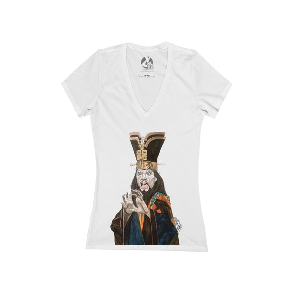 "LoPan" Women's Jersey Short Sleeve Deep V-Neck Tee by Ortie - GaleraCollective