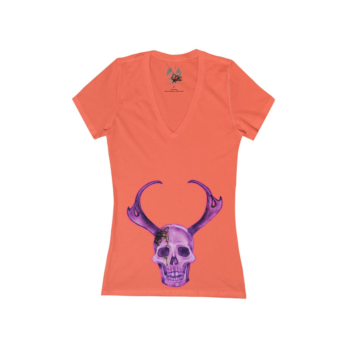 "Purple Skull" Women's Jersey Short Sleeve Deep V-Neck Tee by Ripes - GaleraCollective